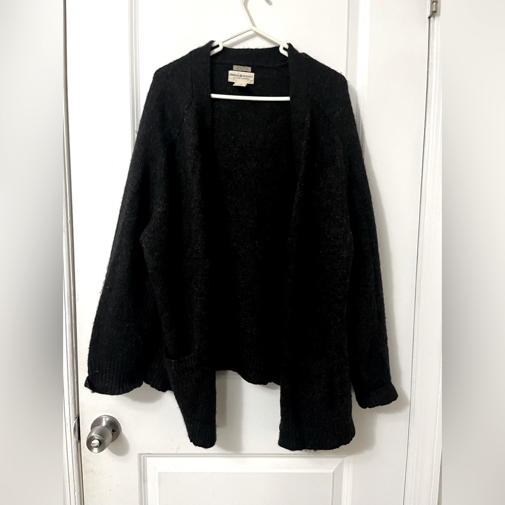 Ralph Lauren Italian yarn cardigan black mohair XL vintage
